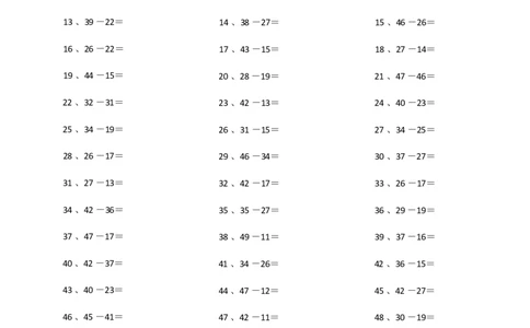 50以内减法第1-10篇_小学数学口算竖式脱式计算应用题一二三四五六年级上下册电_小学数学口算题库电子版（1-6）_小学数学口算一年级_口算题适合1年级(含答案）