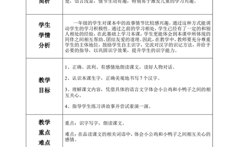 一下语文第3单元教案_一年级语文下册（统编版）_老课标资料_教案反思+导学案_表格式_4版表格式教案含反思