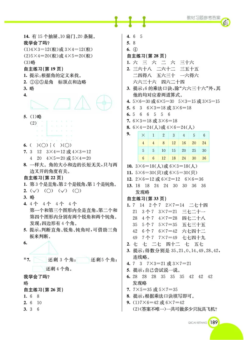 《七彩课堂》数学2年级上册（54QD）_二年级上下册资料_小学二年级学习资料-25年更新版_2-03、小学二年级数学上册_2-3-2、练习题、作业、试题、试卷_青岛54版_电子册类