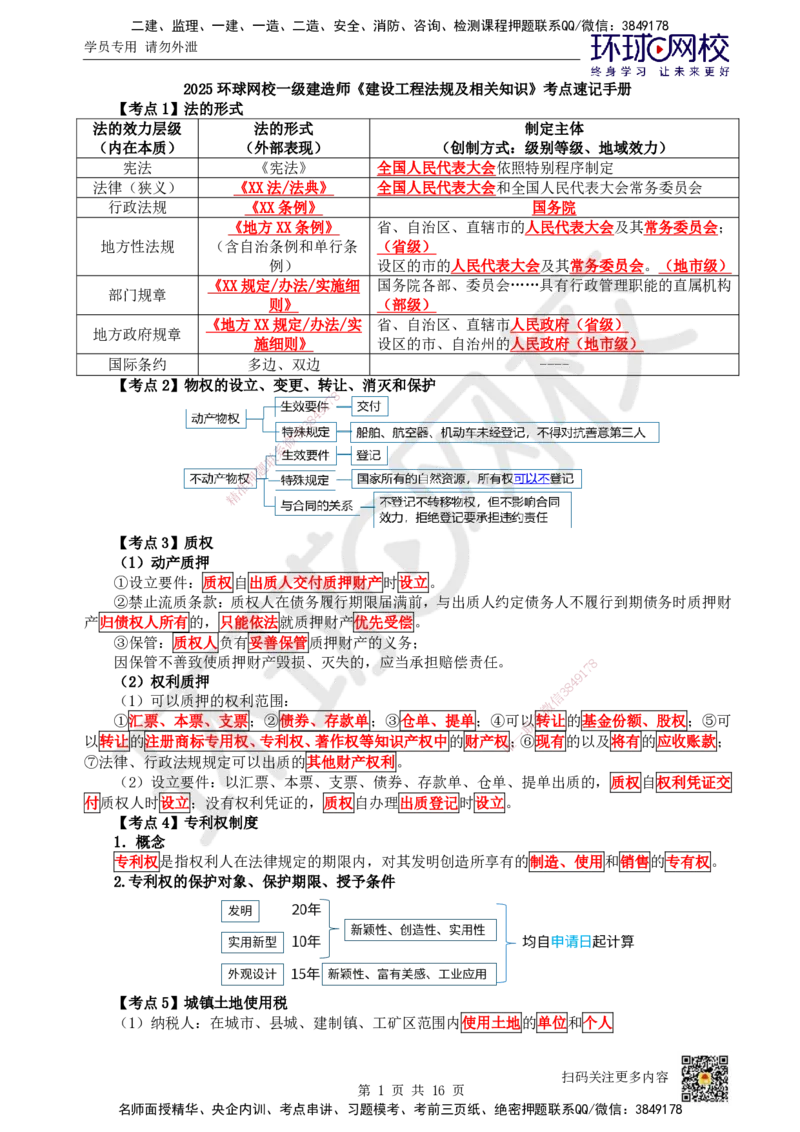 HQ-法规-考点速记手册_2026年一建法规_2025年一建法规SVIP_01-精华文档✿电子教材✿历年真题_67-法规《速记手册+知识点+考点清单+闪记宝典+总结资料》HQ