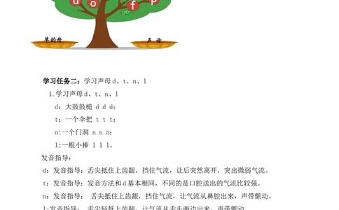 汉语拼音4《dtnl》（学习任务单）-（统编版.2024秋）_一年级语文上册（统编版）_学习任务单