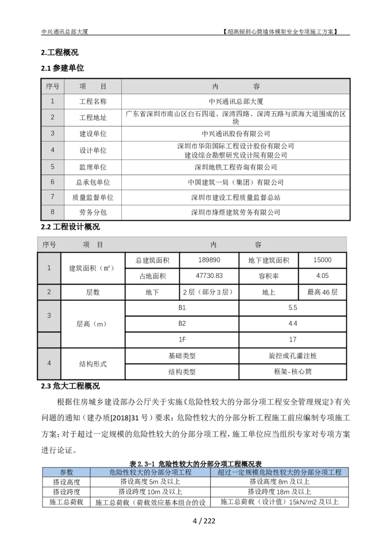 中兴通讯总部大厦项目-超高倾斜核心筒墙体模架安全专项施工方案_2021-2023年优秀施组方案_施工方案_中兴通讯总部大厦项目-超高倾斜核心筒墙体模架安全专项施工方案_01施工方案