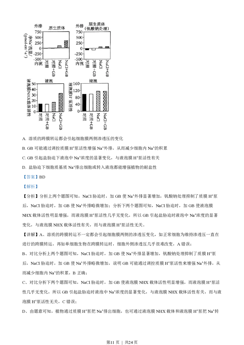 2023年高考生物试卷（湖南）（解析卷）_生物历年高考真题_新&middot;PDF版2008-2025&middot;高考生物真题_生物（按试卷类型分类）2008-2025_自主命题卷&middot;生物（2008-2025）_湖南自主命题&middot;生物（2021-2025）