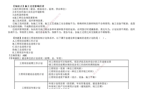 第01讲　工程进度影响因素与进度计划系统、流水施工进度计划_2026年一级建造师_2026年一建管理_2025年一建管理SVIP_03-习题精析✿实战特训✿模考通关_第四章　建设工程进度管理