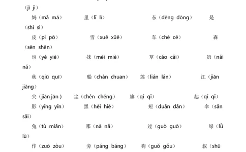1.生字专项练习题_一年级语文上册（统编版）_全套教学资源_课件+教案_10.期末复习_专项复习