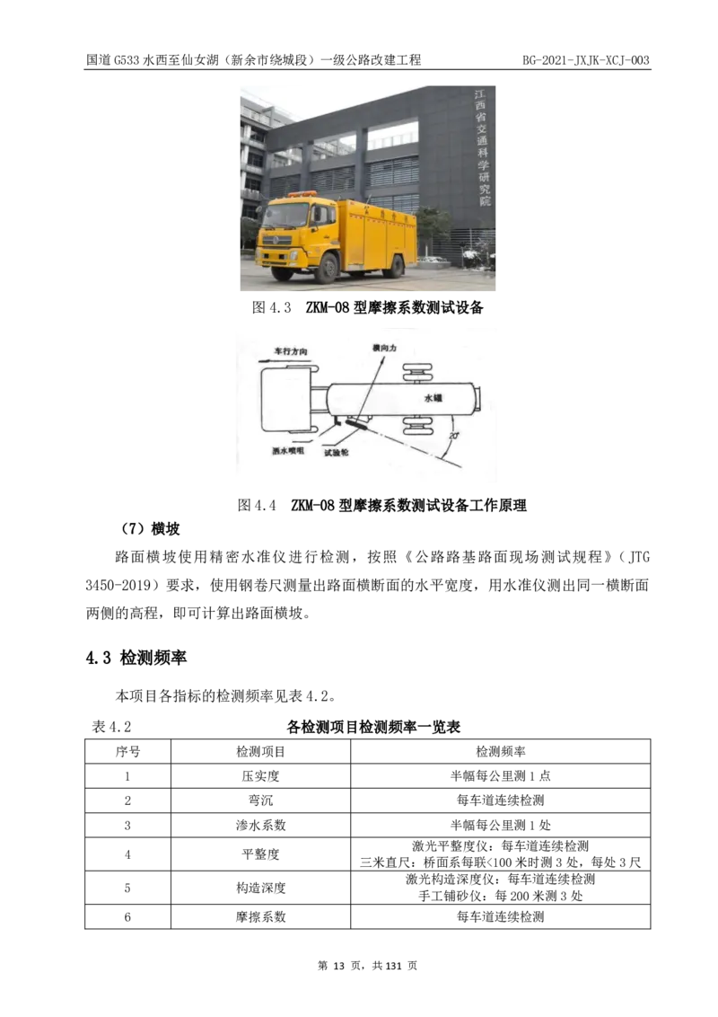 9、路面检测报告_2021-2023年优秀施组方案_施工组织设计_施组11-新余环城路项目施工组织设计_交工验收记录_G533