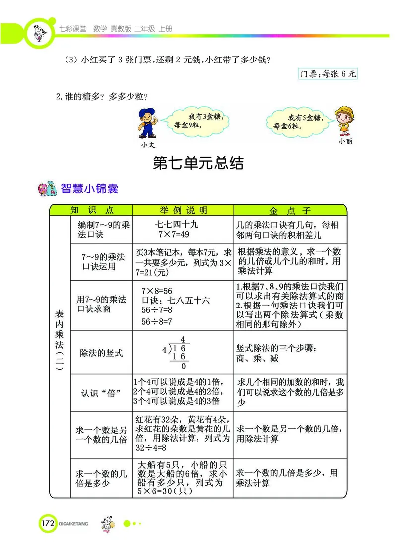 《七彩课堂》数学2年级上册（JJ）_二年级上下册资料_小学二年级学习资料-25年更新版_2-03、小学二年级数学上册_2-3-2、练习题、作业、试题、试卷_冀教版_电子册类