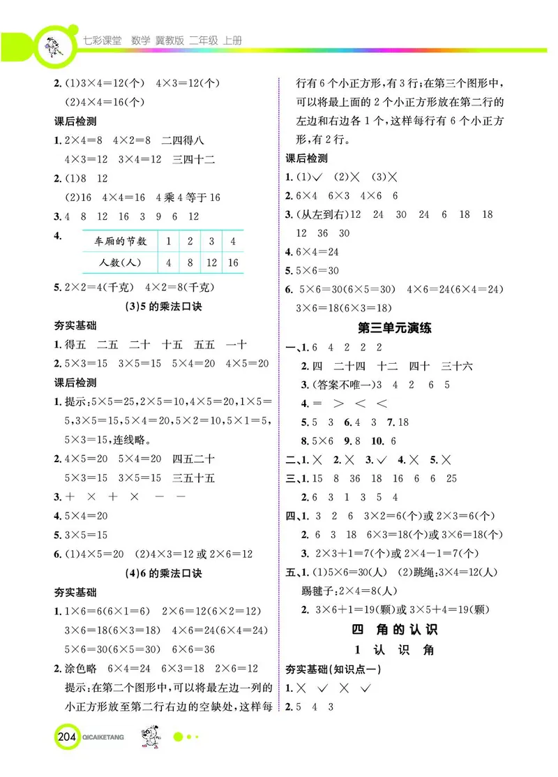 《七彩课堂》数学2年级上册（JJ）_二年级上下册资料_小学二年级学习资料-25年更新版_2-03、小学二年级数学上册_2-3-2、练习题、作业、试题、试卷_冀教版_电子册类