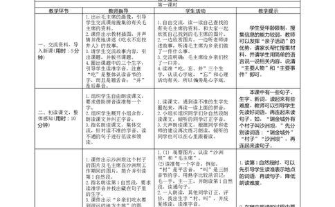 01《吃水不忘挖井人》导学案_一年级语文下册（统编版）_老课标资料_教案反思+导学案_表格式_1版表格式导学案