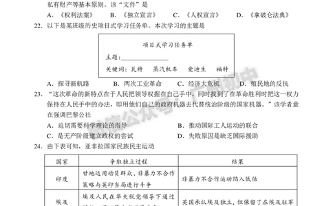2025黄埔区中考一模历史试题_广州九上月考+期中+期末+一模二模+中考真题_广州2025年中考一模_2025年11区中考一模_黄埔区