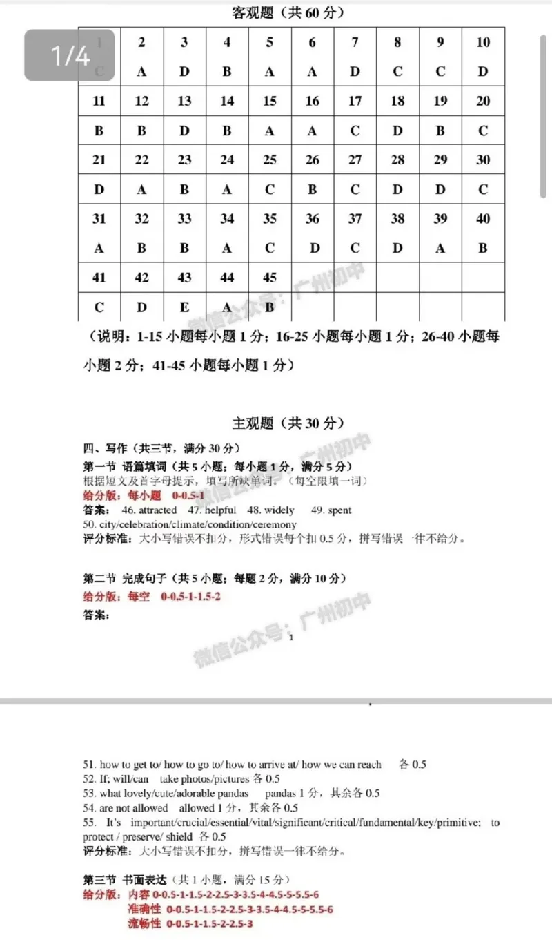 2024海珠区中考一模英语试题答案解析_广州九上月考+期中+期末+一模二模+中考真题_广州2024年中考一模_海珠区