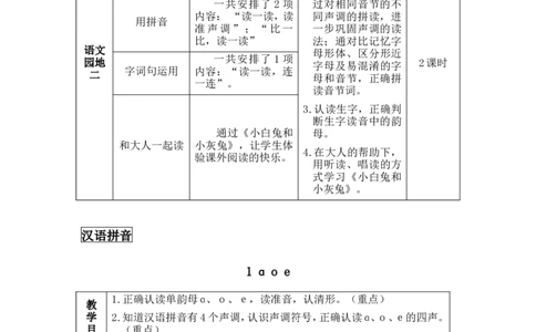 汉语拼音1ɑoe（教案）_一年级语文上册（统编版）_全套教学资源_课件教案2_语文1年级上册Word版教案