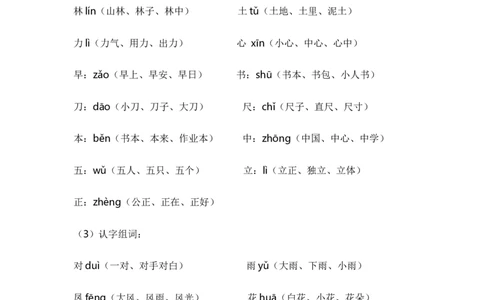 第六单元（知识清单）-（统编版）_一年级语文上册（统编版）_单元知识复习专项_2025版