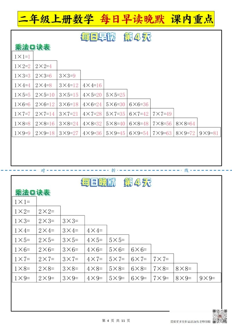 9.29每日晨读晚默-重点知识点二上数学人教版(1)(1)_二年级上下册资料_二年级上册小红书同款资料_二年级