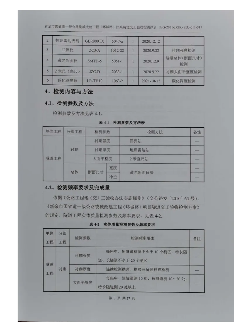 8、隧道检测报告_2021-2023年优秀施组方案_施工组织设计_施组11-新余环城路项目施工组织设计_交工验收记录_G533