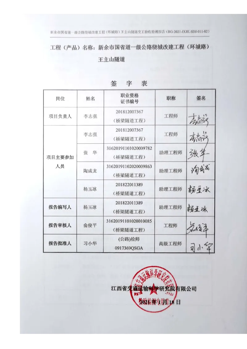 8、隧道检测报告_2021-2023年优秀施组方案_施工组织设计_施组11-新余环城路项目施工组织设计_交工验收记录_G533