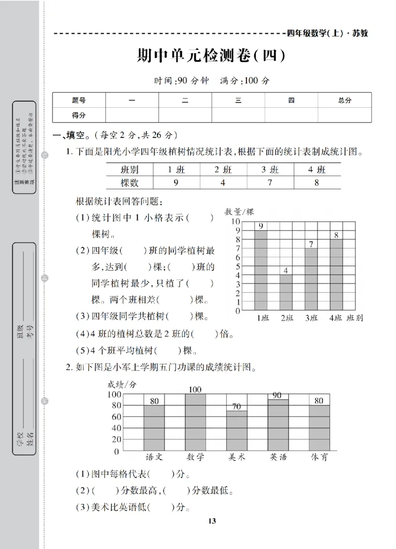 4年级-数学-苏教_25秋语数英期中测试卷专题_语数英1-6年级期中试卷电子版A+题优名卷_25秋期中测试卷数学苏教1-6