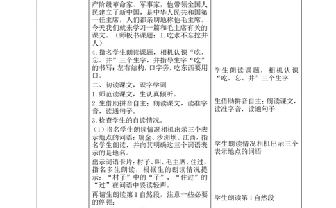 一下语文第2单元教案_一年级语文下册（统编版）_老课标资料_教案反思+导学案_表格式_4版表格式教案含反思