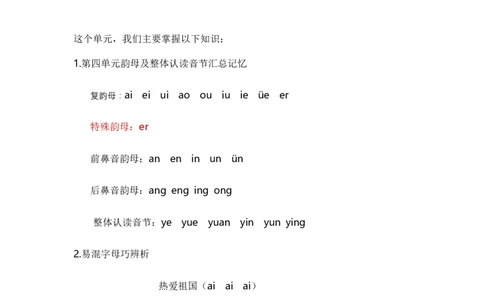第四单元（知识清单）-（统编版&middot;2024）_一年级语文上册（统编版）_单元知识复习专项_2025版