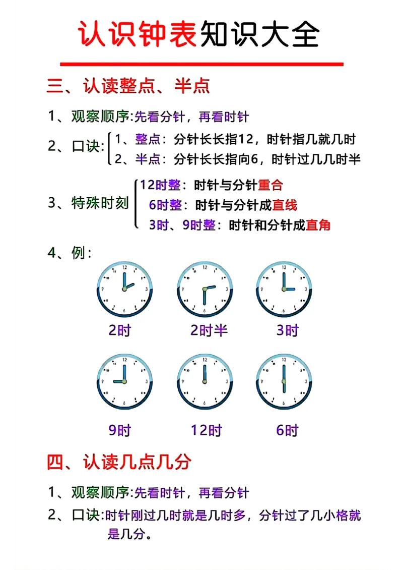 _钟表知识大全_一年级上下册资料_一年级上册小红书同款资料_一年级上册资料