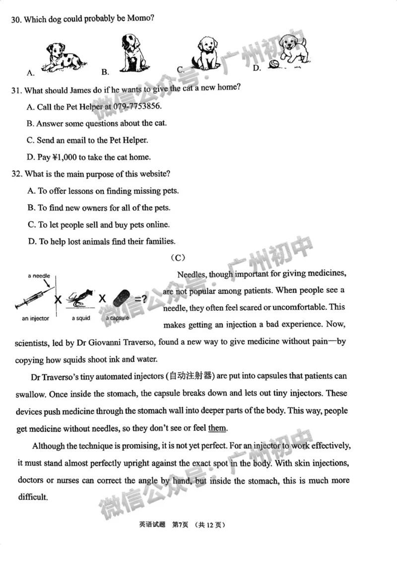 2025广州市第一中学中考二模英语试题_广州九上月考+期中+期末+一模二模+中考真题_2025中考二模