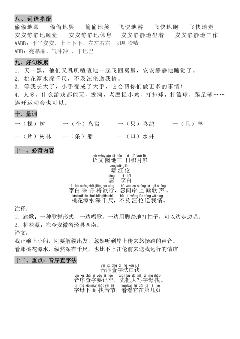 4.21-8单元知识点汇总_一年级上下册资料_小学一年级学习资料-25年更新版_1-02、小学一年级语文下册_3-6-2-1、复习、知识点、归纳汇总_部编（人教）版_精品总结类资料（背读类）