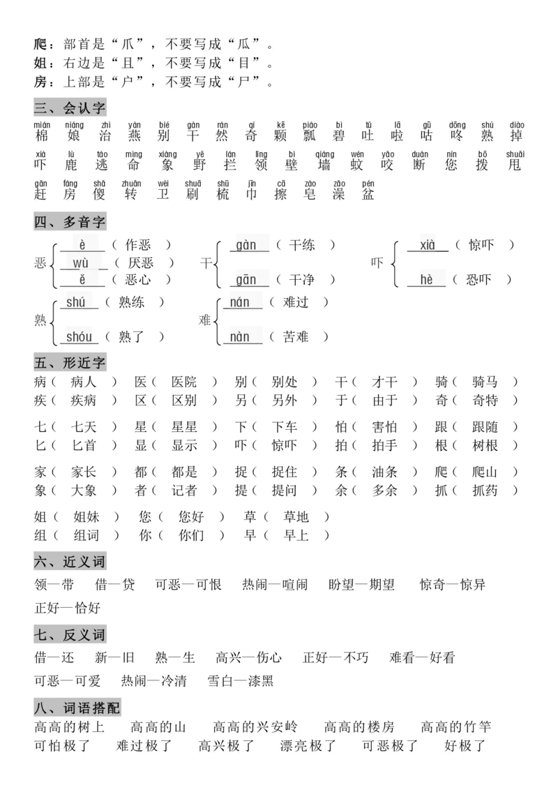 4.21-8单元知识点汇总_一年级上下册资料_小学一年级学习资料-25年更新版_1-02、小学一年级语文下册_3-6-2-1、复习、知识点、归纳汇总_部编（人教）版_精品总结类资料（背读类）