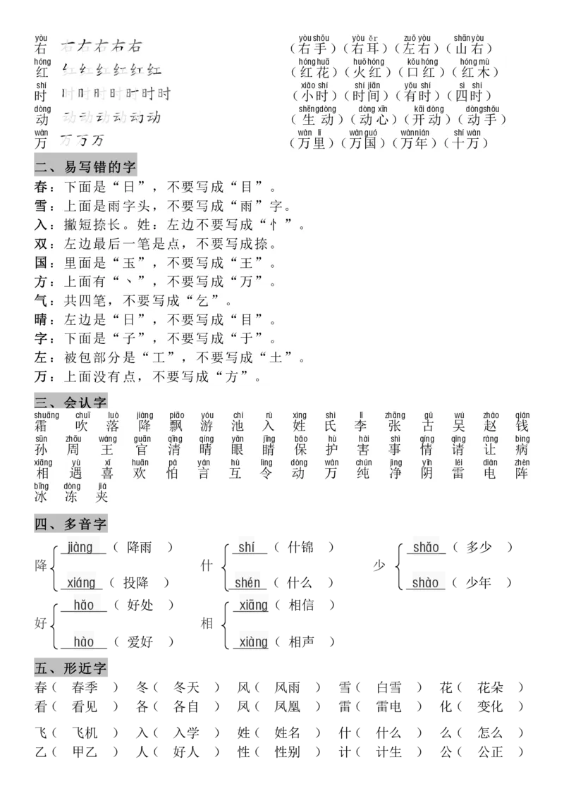 4.21-8单元知识点汇总_一年级上下册资料_小学一年级学习资料-25年更新版_1-02、小学一年级语文下册_3-6-2-1、复习、知识点、归纳汇总_部编（人教）版_精品总结类资料（背读类）