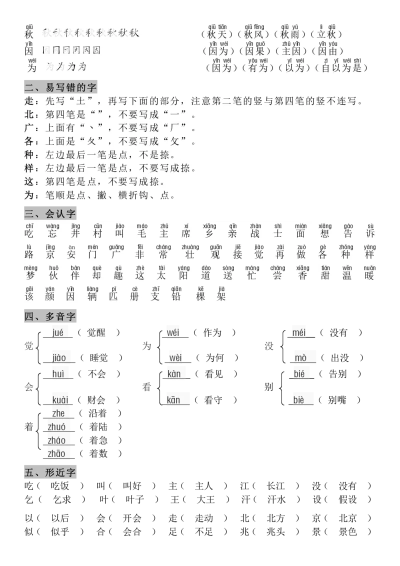 4.21-8单元知识点汇总_一年级上下册资料_小学一年级学习资料-25年更新版_1-02、小学一年级语文下册_3-6-2-1、复习、知识点、归纳汇总_部编（人教）版_精品总结类资料（背读类）