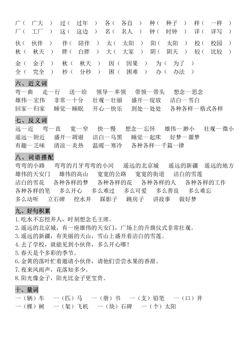 4.21-8单元知识点汇总_一年级上下册资料_小学一年级学习资料-25年更新版_1-02、小学一年级语文下册_3-6-2-1、复习、知识点、归纳汇总_部编（人教）版_精品总结类资料（背读类）