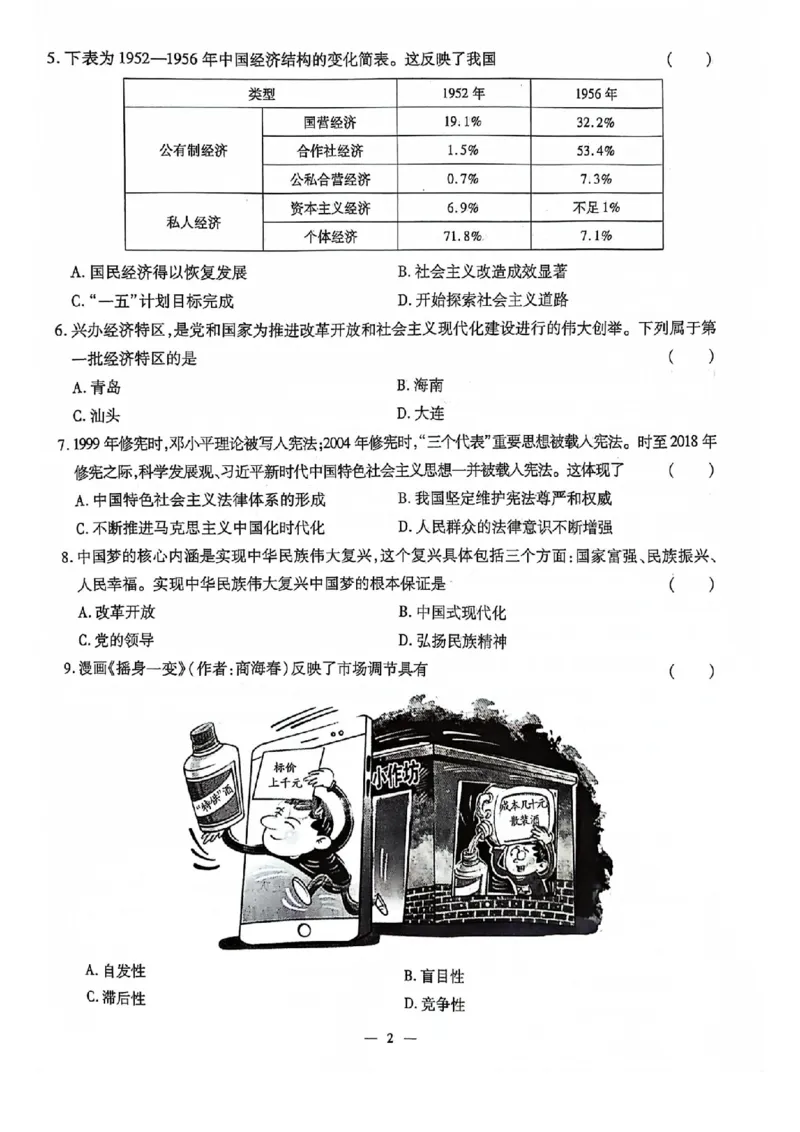 2024全国体育单招考前冲刺政治卷（2套）_006体育资料_政治2015-2025年真题+52套模拟卷_2024（新考纲）全国体育单招全真模拟卷（政治）（41套）