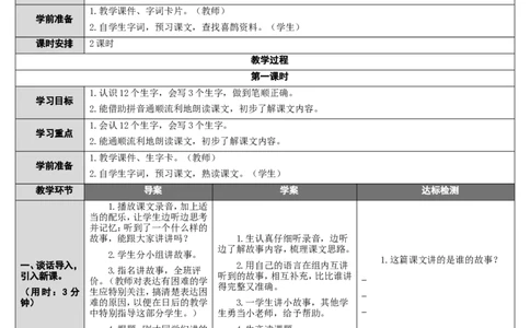 6.树和喜鹊_一年级语文下册（统编版）_老课标资料_教案反思+导学案_表格式_2版表格式导学案_第三单元