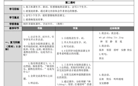 6.树和喜鹊_一年级语文下册（统编版）_老课标资料_教案反思+导学案_表格式_2版表格式导学案_第三单元