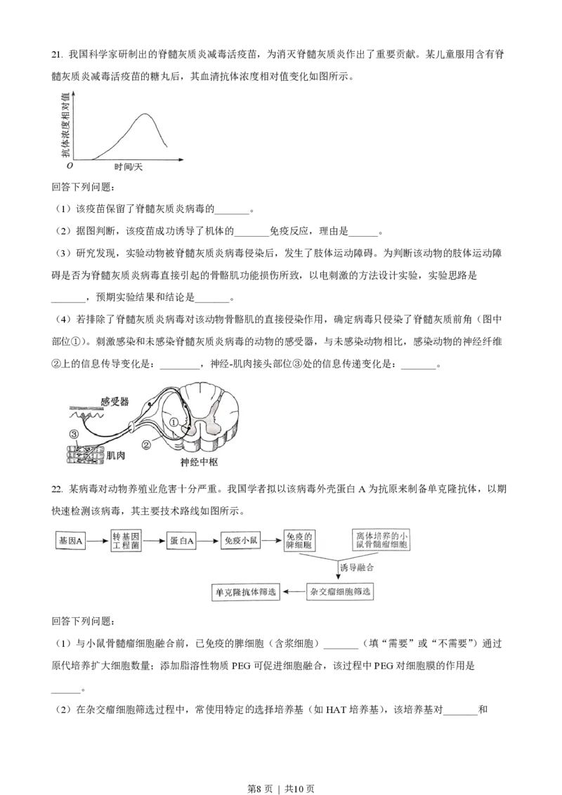 2023年高考生物试卷（湖北）（空白卷）_生物历年高考真题_新&middot;PDF版2008-2025&middot;高考生物真题_生物（按年份分类）2008-2025_2023&middot;高考生物真题