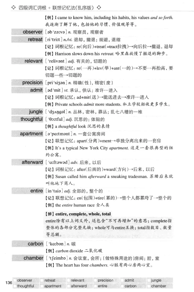 四级词汇词根+联想记忆法（乱序）_大学英语四级+六级_四级真题_四级词汇（乱序）