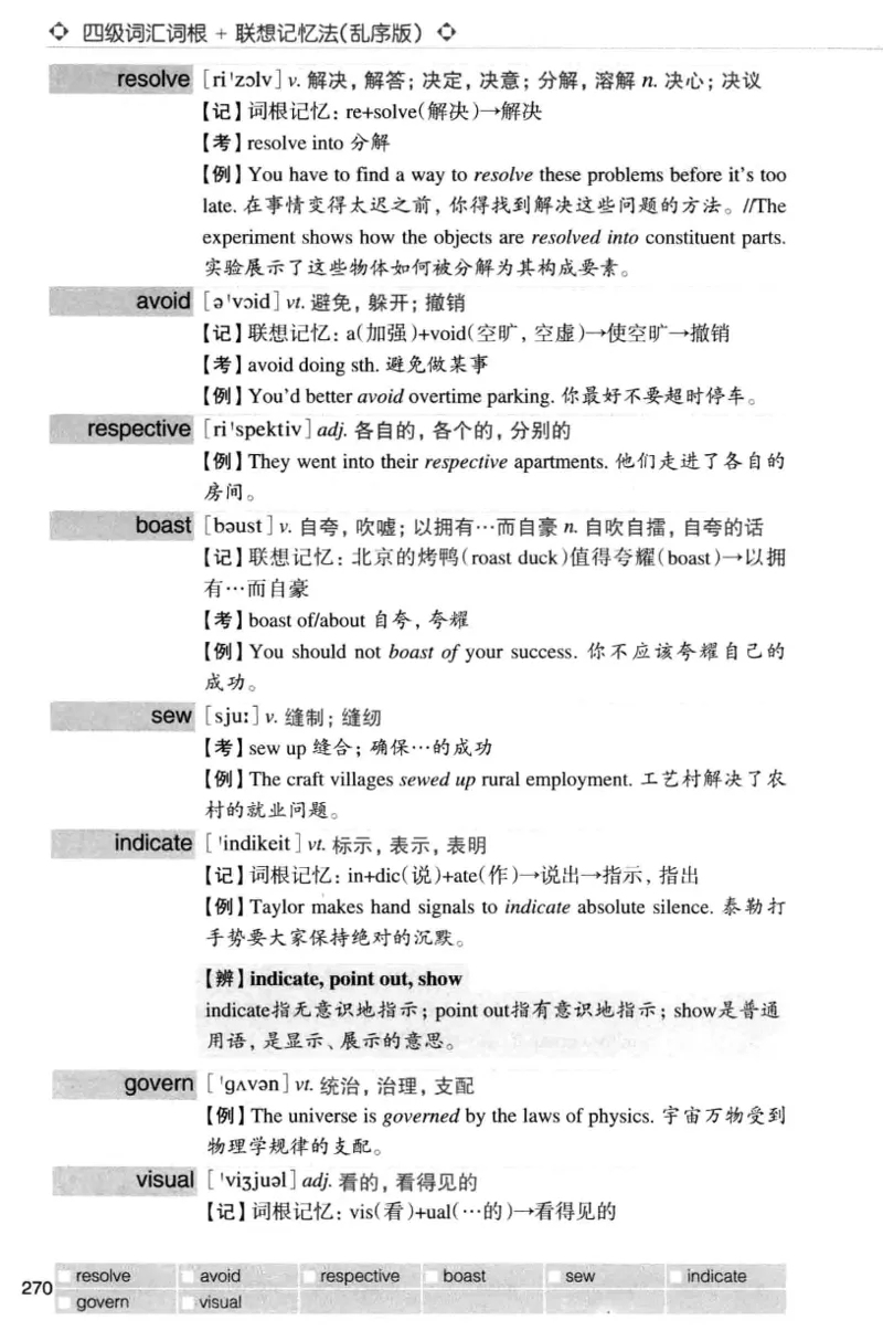 四级词汇词根+联想记忆法（乱序）_大学英语四级+六级_四级真题_四级词汇（乱序）