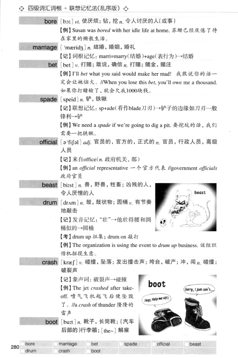 四级词汇词根+联想记忆法（乱序）_大学英语四级+六级_四级真题_四级词汇（乱序）
