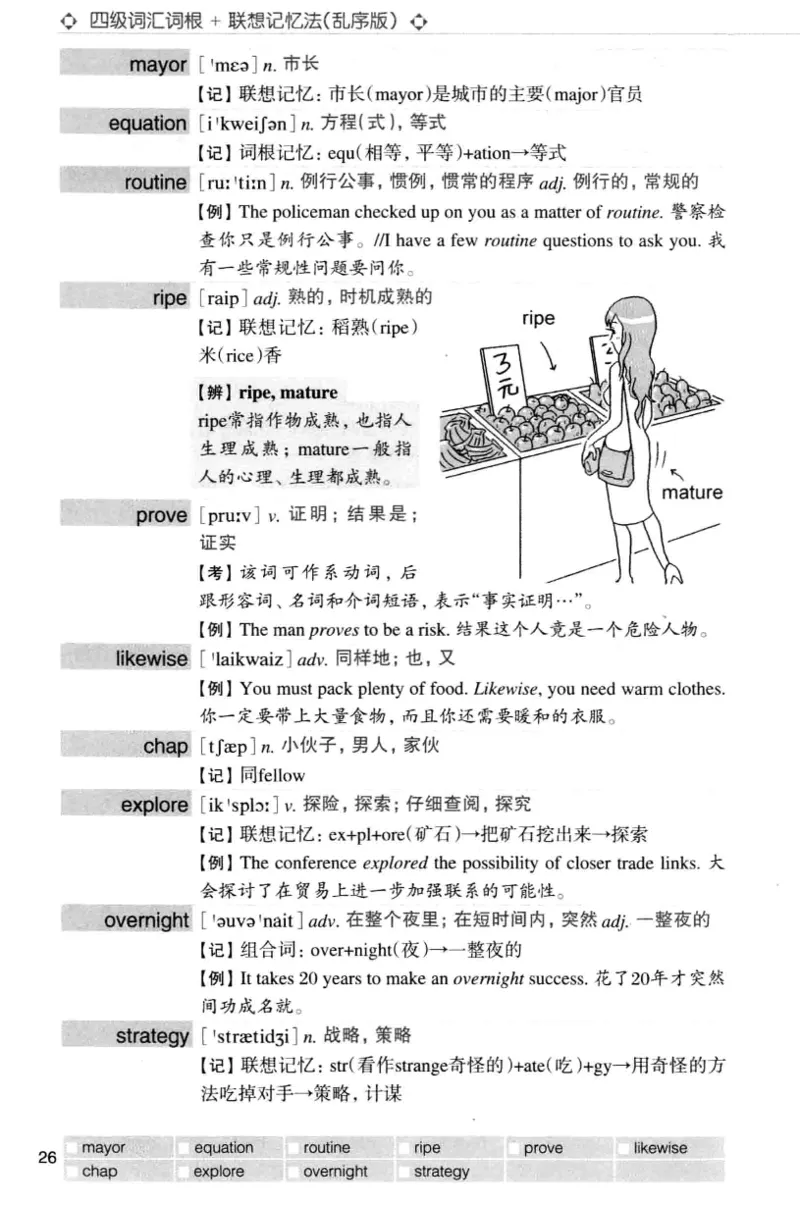 四级词汇词根+联想记忆法（乱序）_大学英语四级+六级_四级真题_四级词汇（乱序）