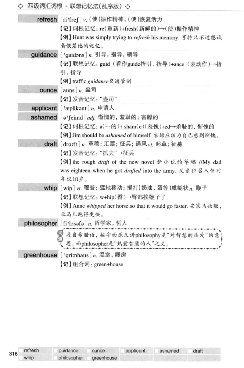 四级词汇词根+联想记忆法（乱序）_大学英语四级+六级_四级真题_四级词汇（乱序）