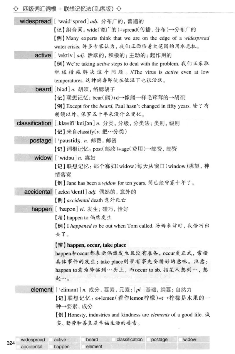 四级词汇词根+联想记忆法（乱序）_大学英语四级+六级_四级真题_四级词汇（乱序）
