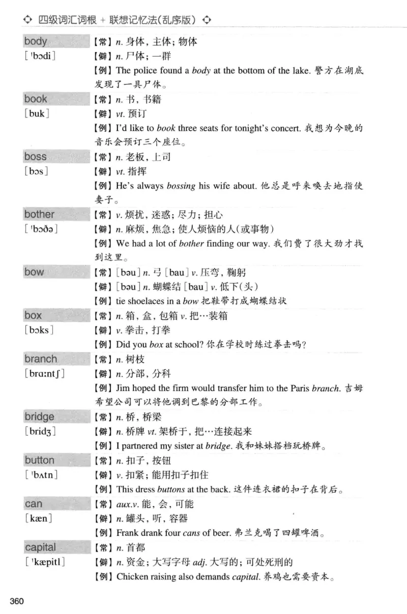 四级词汇词根+联想记忆法（乱序）_大学英语四级+六级_四级真题_四级词汇（乱序）