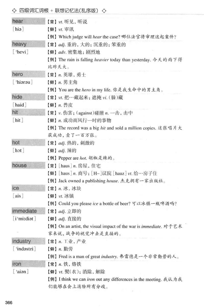 四级词汇词根+联想记忆法（乱序）_大学英语四级+六级_四级真题_四级词汇（乱序）