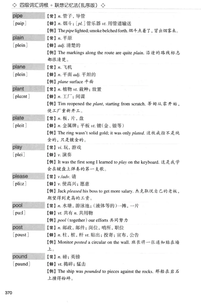 四级词汇词根+联想记忆法（乱序）_大学英语四级+六级_四级真题_四级词汇（乱序）