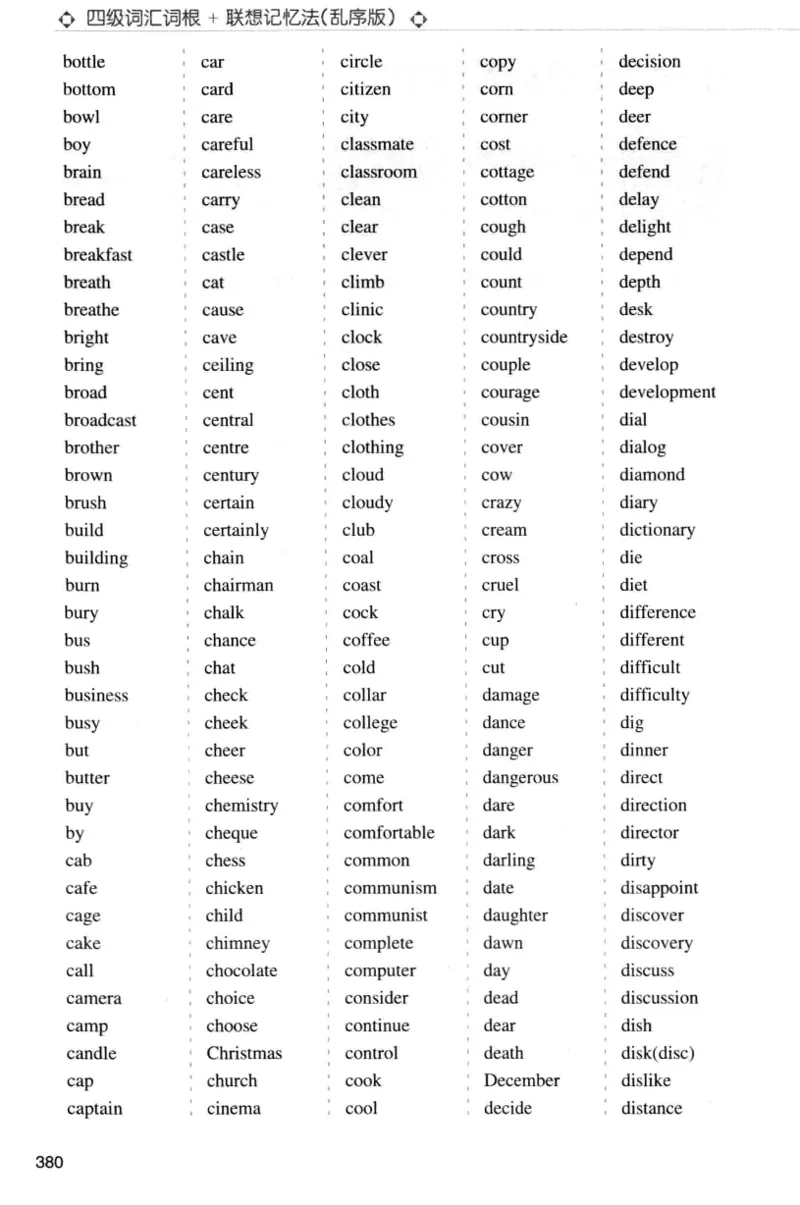 四级词汇词根+联想记忆法（乱序）_大学英语四级+六级_四级真题_四级词汇（乱序）