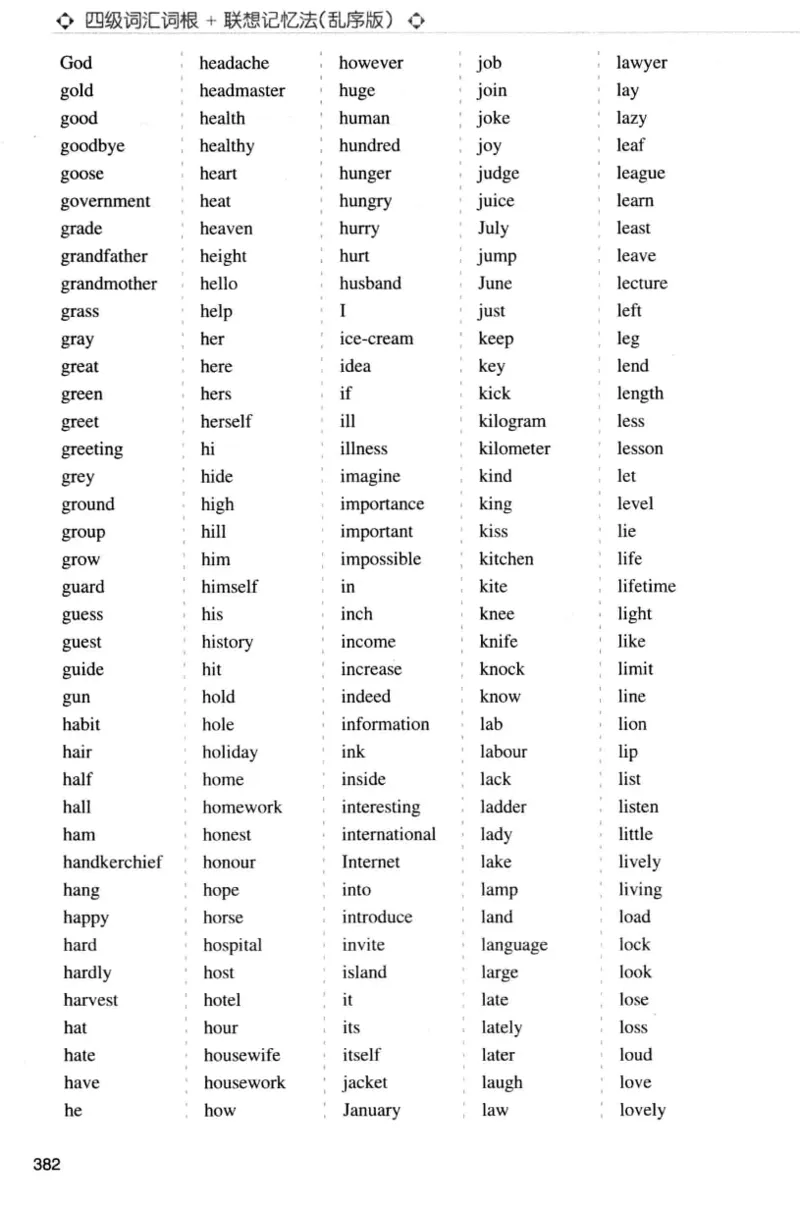 四级词汇词根+联想记忆法（乱序）_大学英语四级+六级_四级真题_四级词汇（乱序）