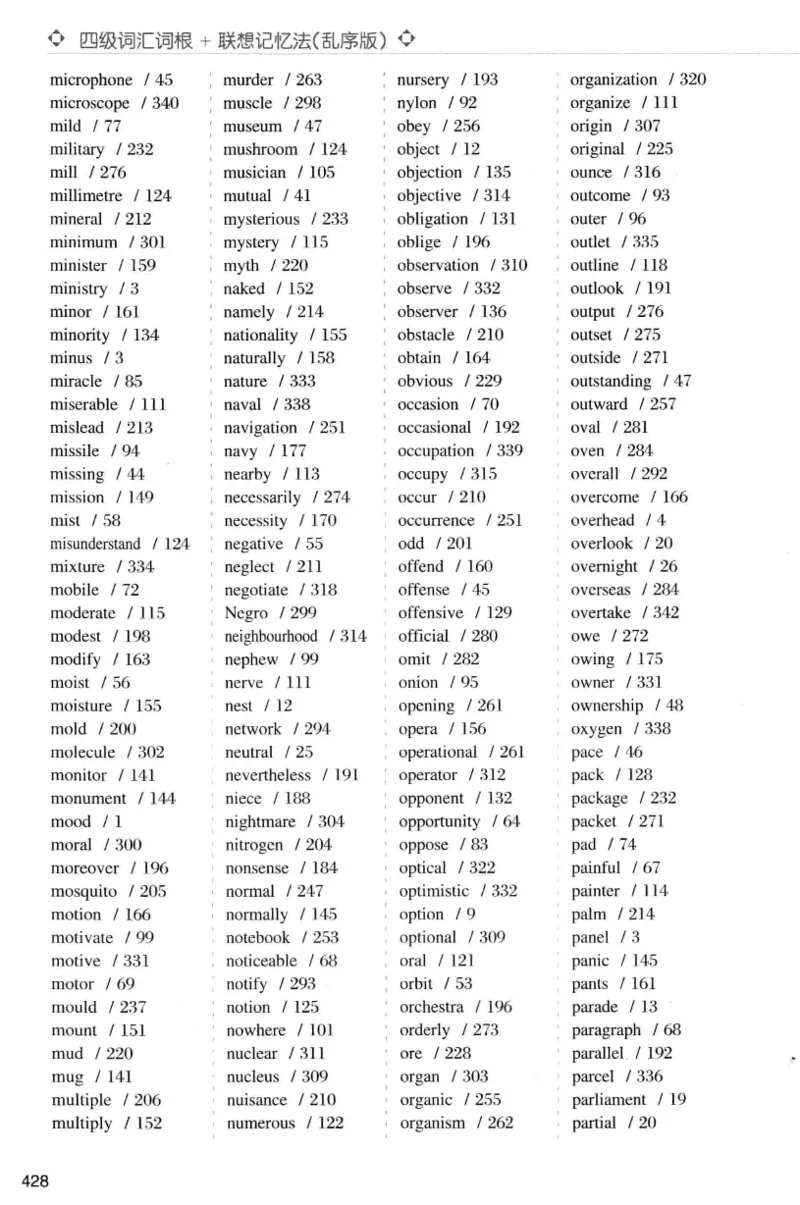 四级词汇词根+联想记忆法（乱序）_大学英语四级+六级_四级真题_四级词汇（乱序）