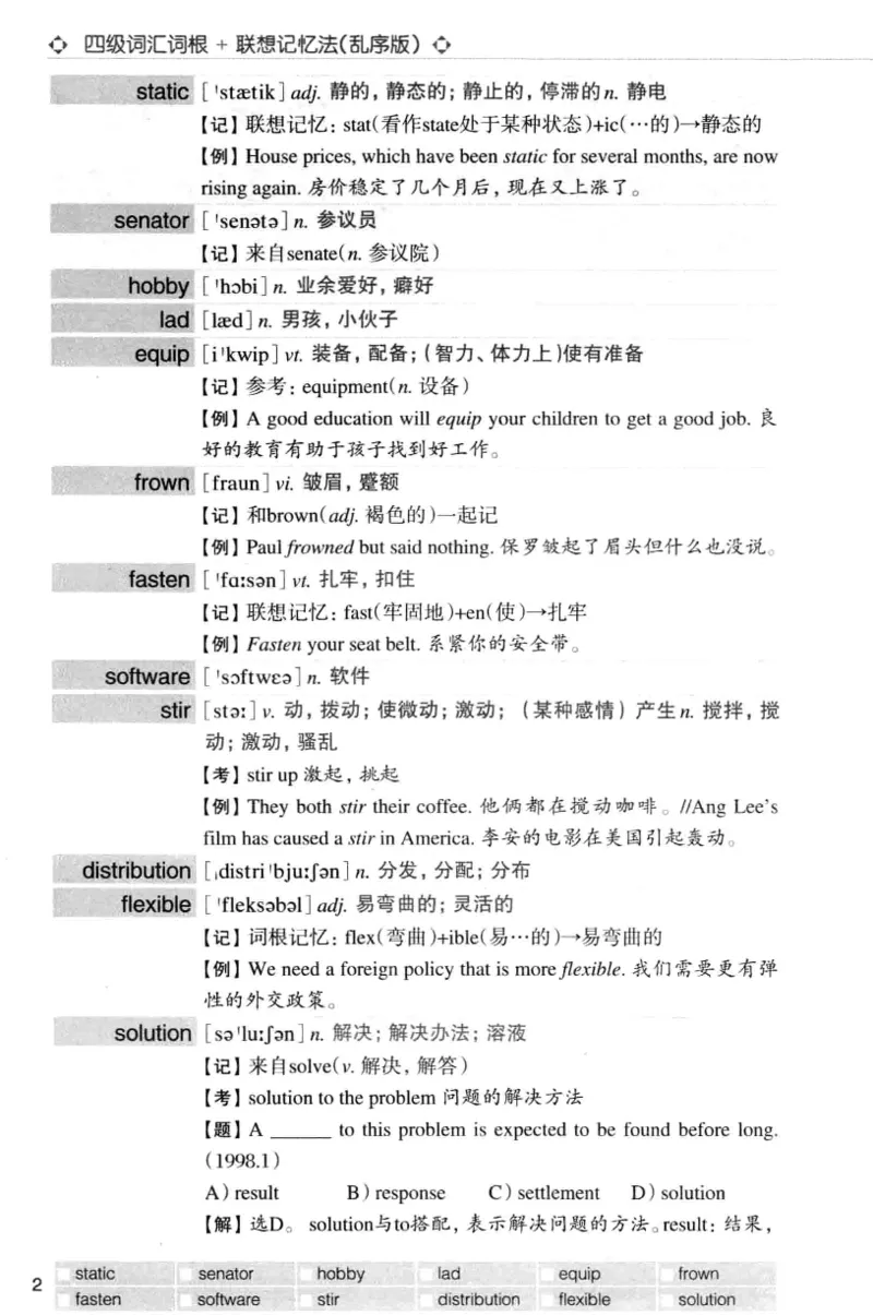 四级词汇词根+联想记忆法（乱序）_大学英语四级+六级_四级真题_四级词汇（乱序）