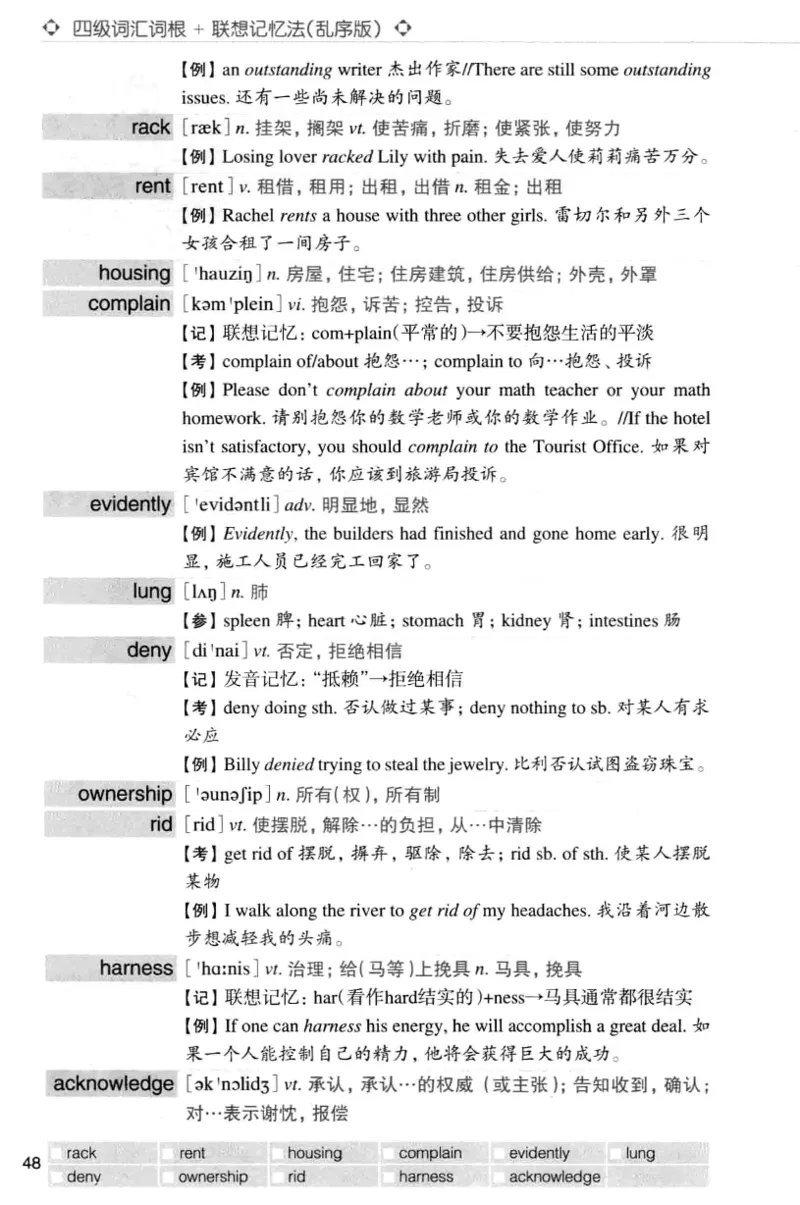 四级词汇词根+联想记忆法（乱序）_大学英语四级+六级_四级真题_四级词汇（乱序）