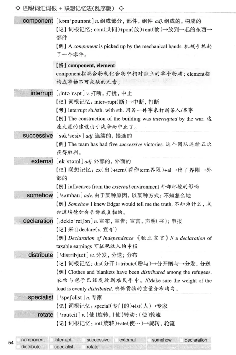四级词汇词根+联想记忆法（乱序）_大学英语四级+六级_四级真题_四级词汇（乱序）