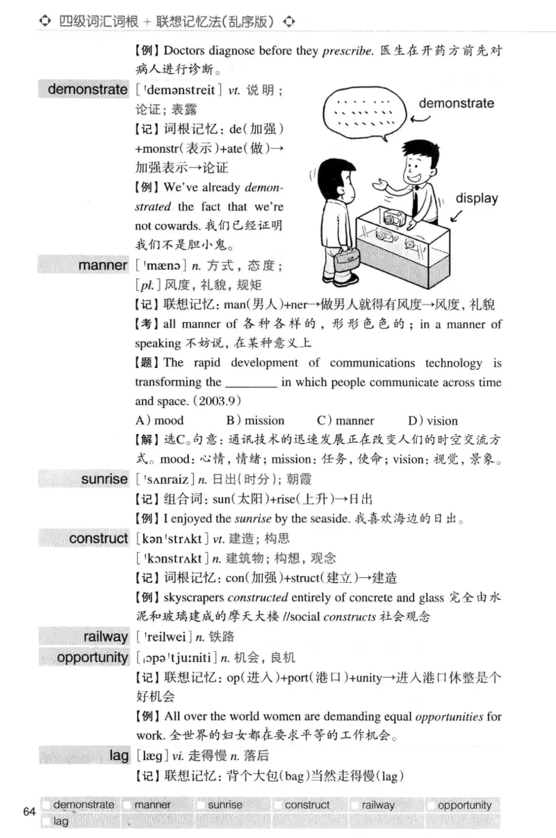 四级词汇词根+联想记忆法（乱序）_大学英语四级+六级_四级真题_四级词汇（乱序）